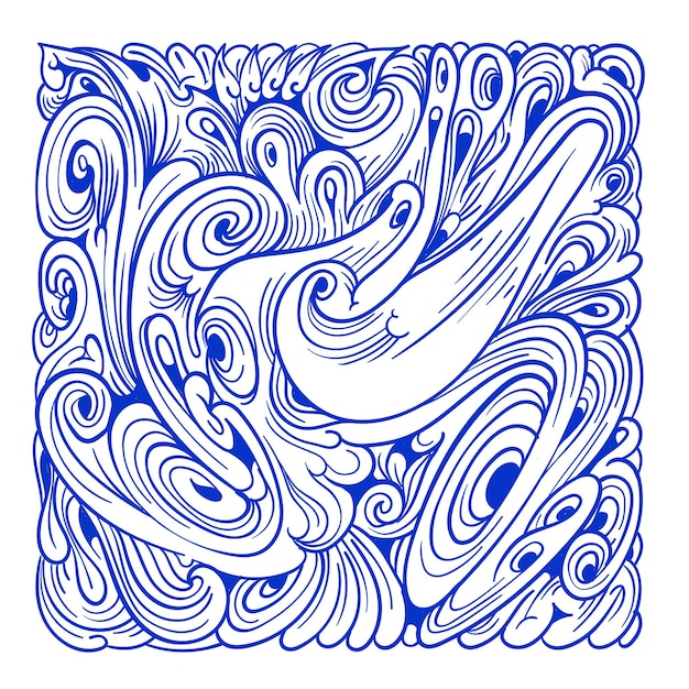 Vector abstract ethnic and culture doodle illustration in blue color for background