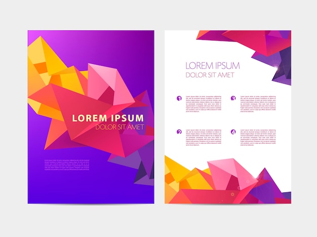 Vector abstract flyer brochure annual report Faceted modern design colorful geometric deisgn