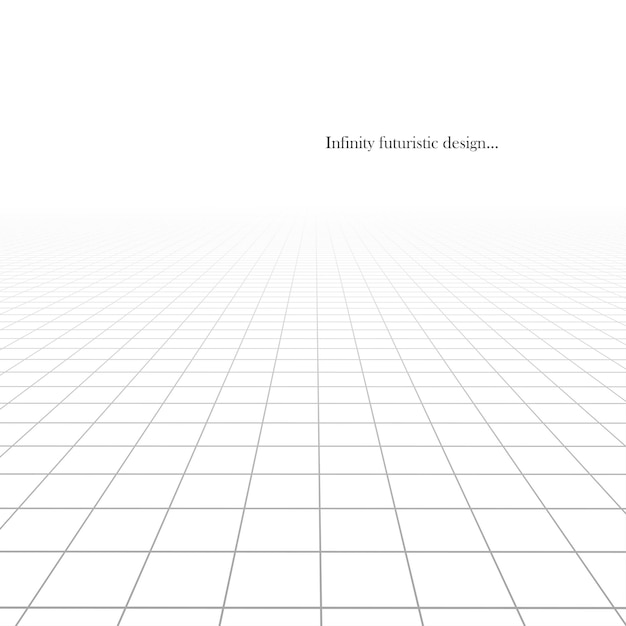 Vector abstract futuristic background with vision perspective White grid tile floor infinity texture