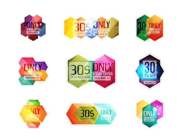 Vector abstract geometric sale labels tags and banners