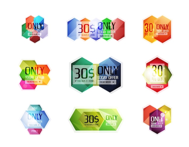 Vector abstract geometric sale labels tags and banners