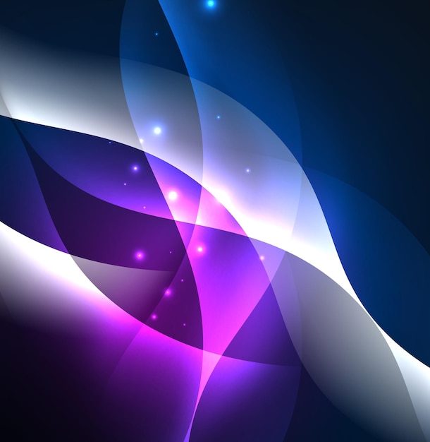 Vector abstract illuminated neon waves