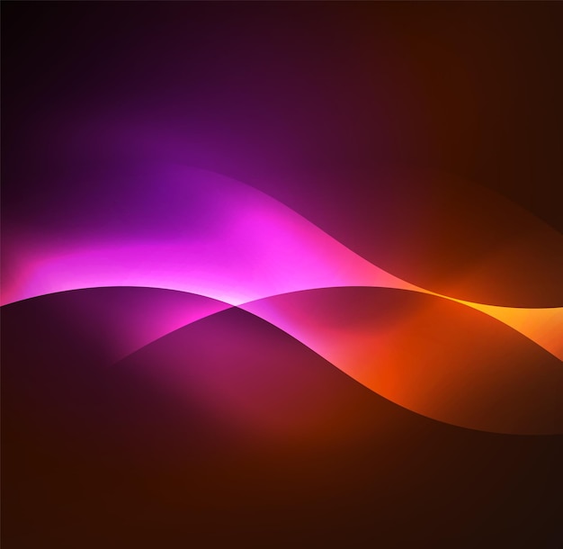 Vector abstract illuminated neon waves