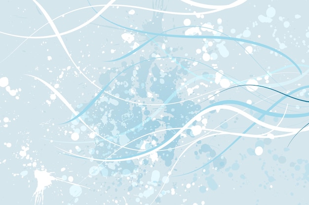 Vector vector abstract light blue background with paint splashes and lines.