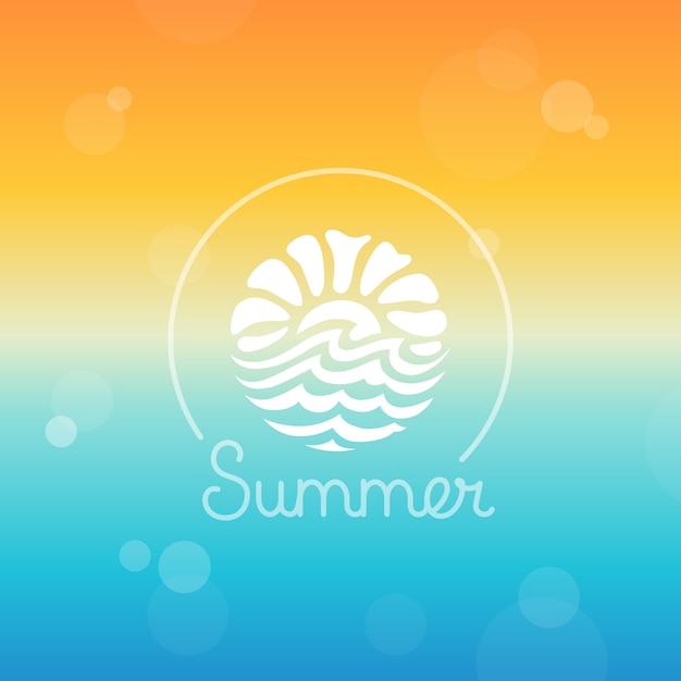 Vector abstract logo design template - sun and sea 