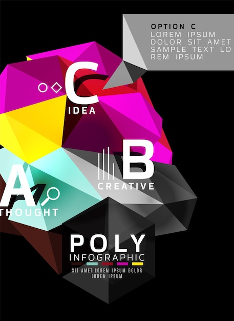 Vector abstract low poly geometric infographics