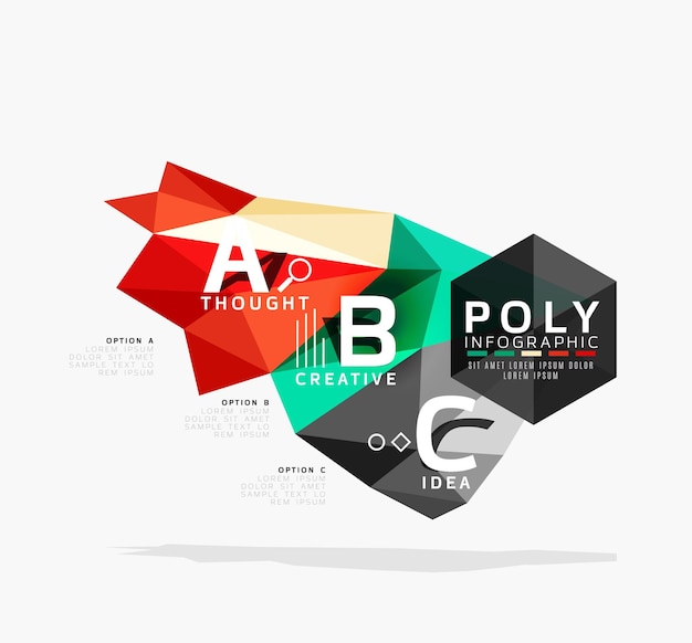 Vector abstract low poly geometric infographics