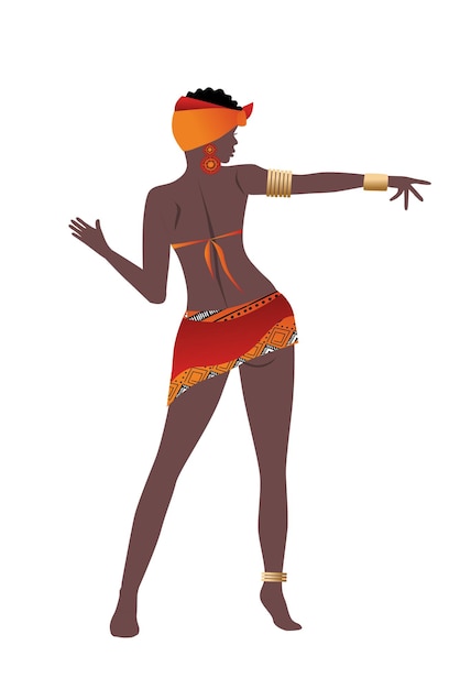 Vector abstract posters with African woman in turban dancer in minimalistic style Collection of contemporary art