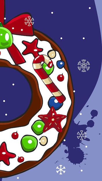 Vector abstract of social media story background for Holidays sale instagram stories design Christmas winter backgrounds with snowflakes christmas wreath bells fir trees