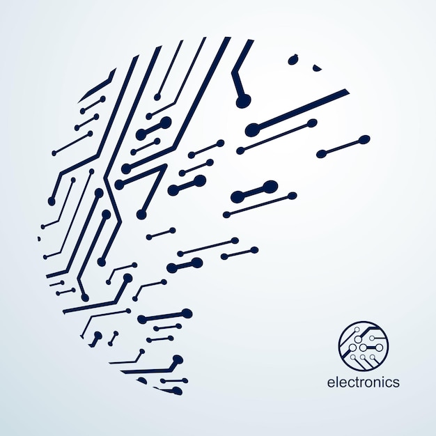 Vector vector abstract technology illustration with circuit board. high tech digital scheme of electronic device. technology microchip abstract background