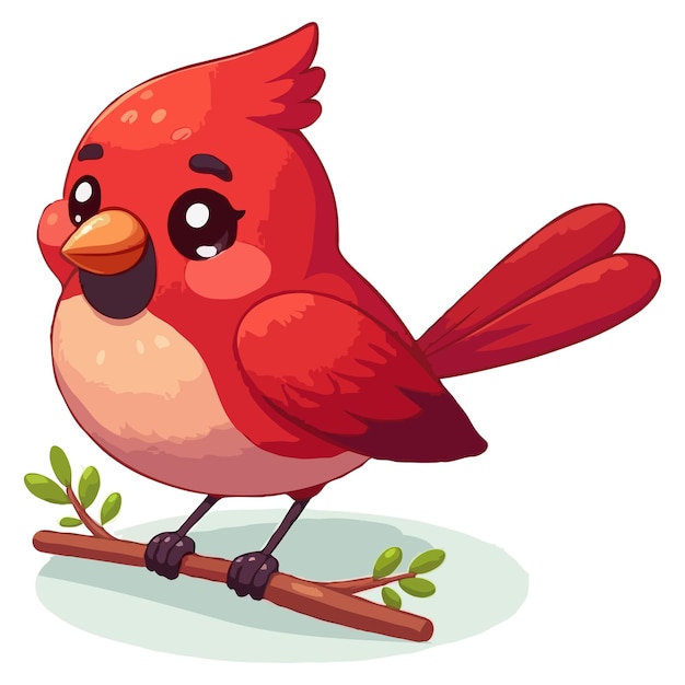 Vector adorable Cartoon beautiful cardinal bird isolated on white background