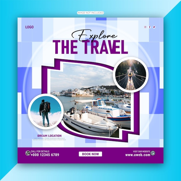 Vector adventure travel holiday vacation social media post web banner