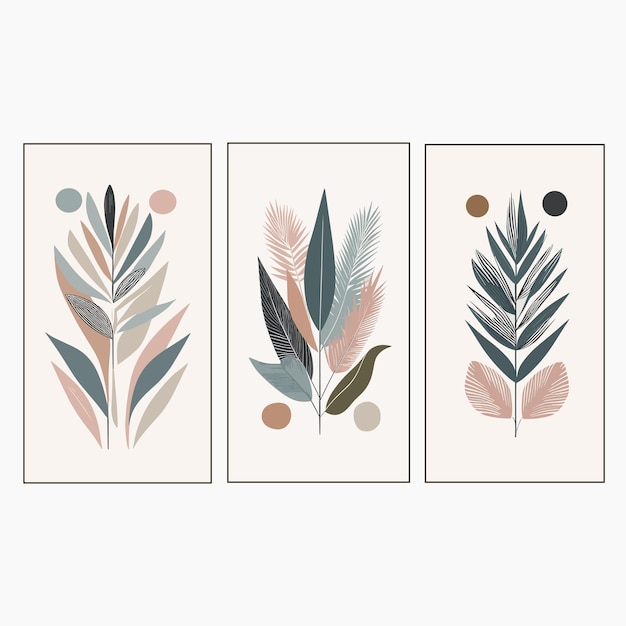 vector aesthetic boho leaves wall art