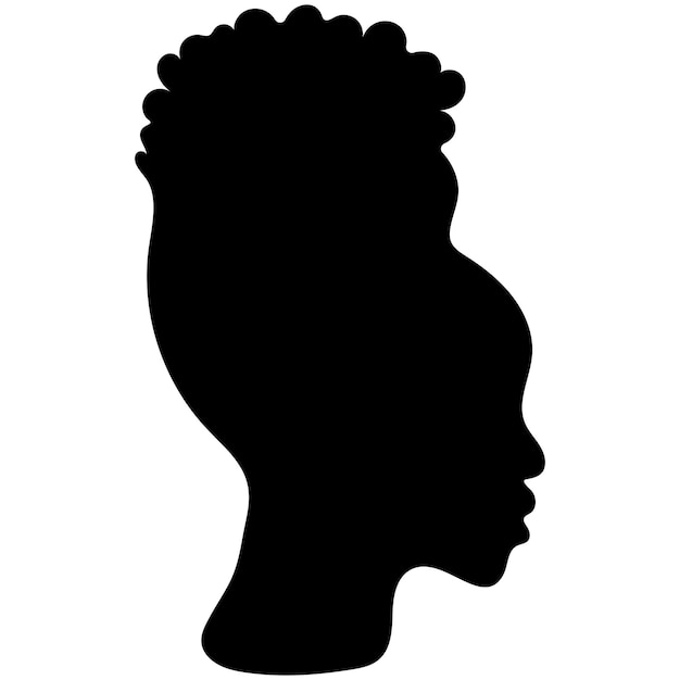 Vector vector african,american woman with curly hair. hand draw afro female hairstyle silhouette