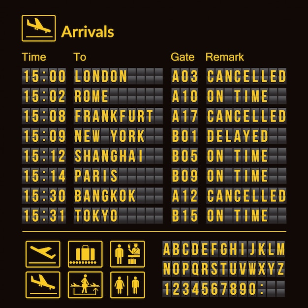 Vector airport board isolated