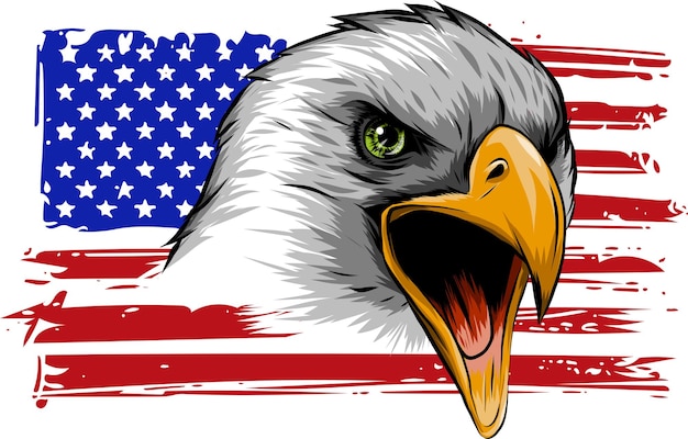 vector American eagle against USA flag and white background