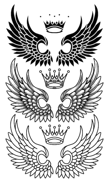 vector angel wings set tattoo design