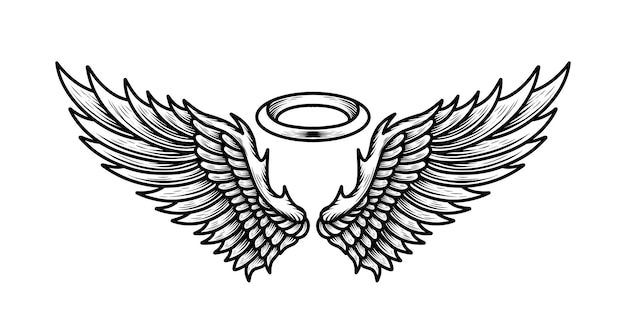 Vector angel wings tattoo design