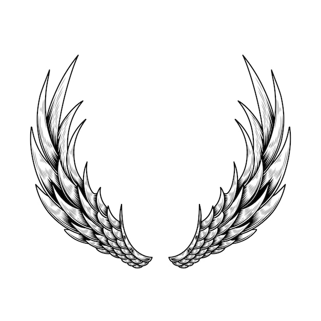 Vector angel wings tattoo design