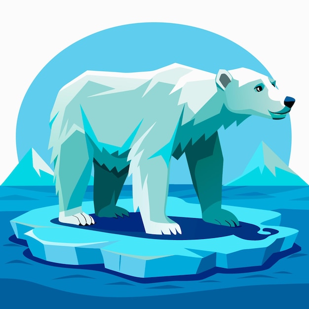 Vector a vector animal illustration of a polar bear walking on an ice sheet