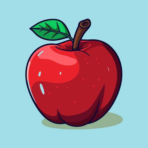 vector apple fruit cartoon icon illustration