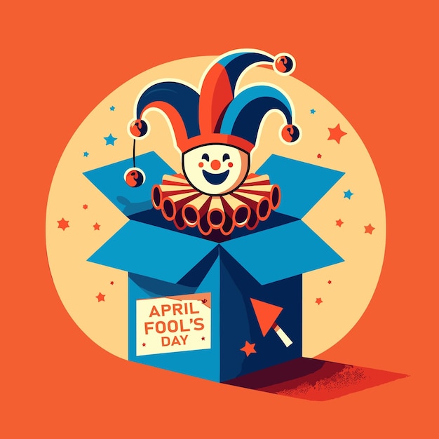 vector April Fools day surprise box illustration