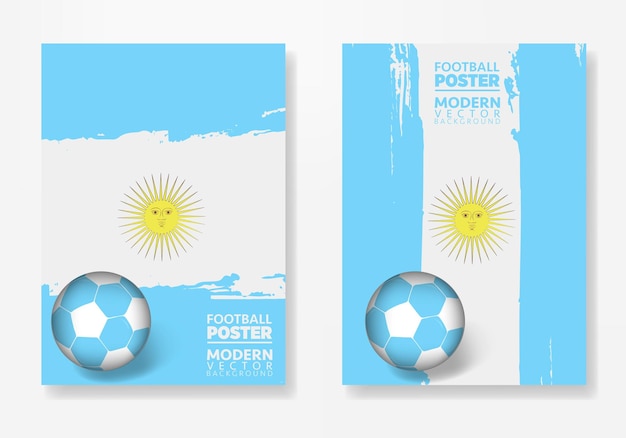 Vector Argentina football poster template, with soccer ball, brush textures, and place for your text