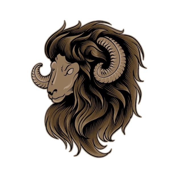 vector aries zodiac goat head illustration design