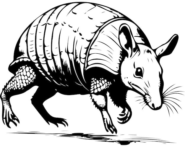 Vector vector armadillo jumps drawing vector realistic outline animal silhouette transparent background