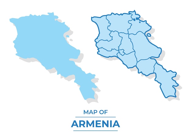 Vector armenia map set simple flat and outline style illustration