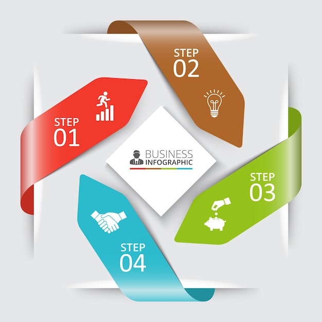 Vector arrows for infographic. Template for cycle diagram, graph, presentation and round chart. Business concept with 4 options, parts, steps or processes. Abstract background.