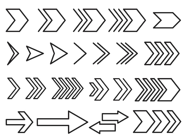 Vector arrows line set icon. Arrow isolated collection