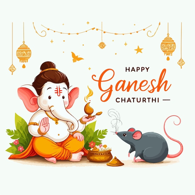 Vector art happy ganesh chaturthi festival celebration background