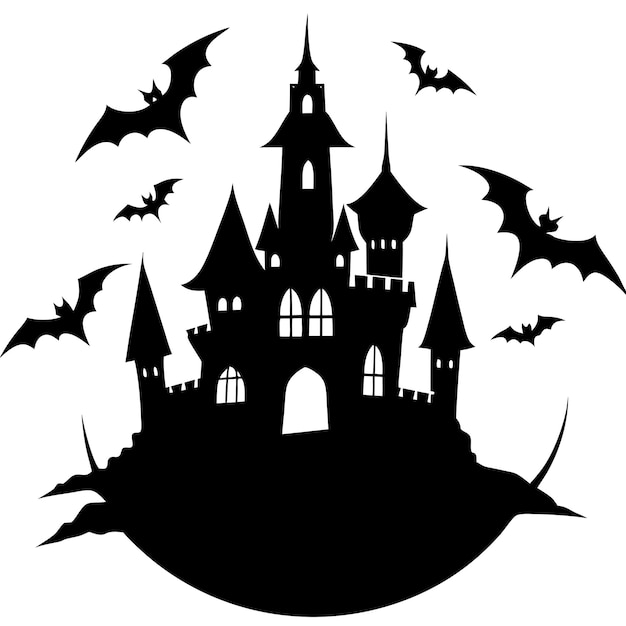 Vector Art of Haunted Castle in Mysterious Darkness