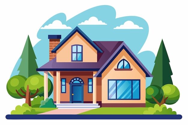 Vector vector art of home on white background