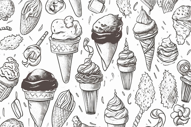 vector art ice cream food dessert party green organic restaurant sundae cafe refreshment