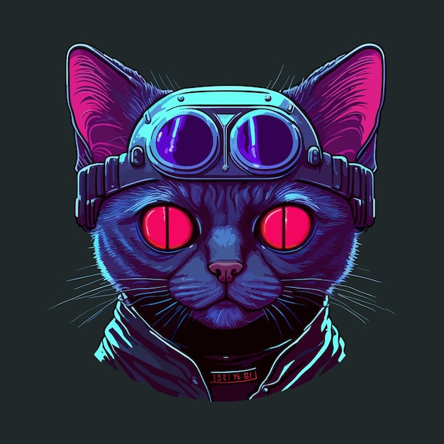 Vector art illustration Cyber Cat