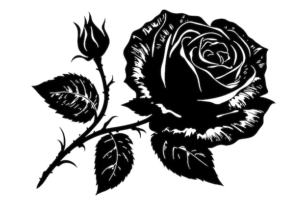 Vector art illustration drawing of a frame from linen flowers on a black and white background