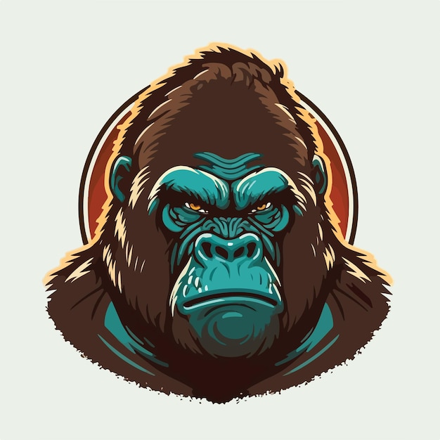 Vector art illustrations of an angry gorilla face