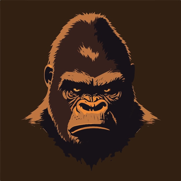 Vector art illustrations of an angry gorilla face