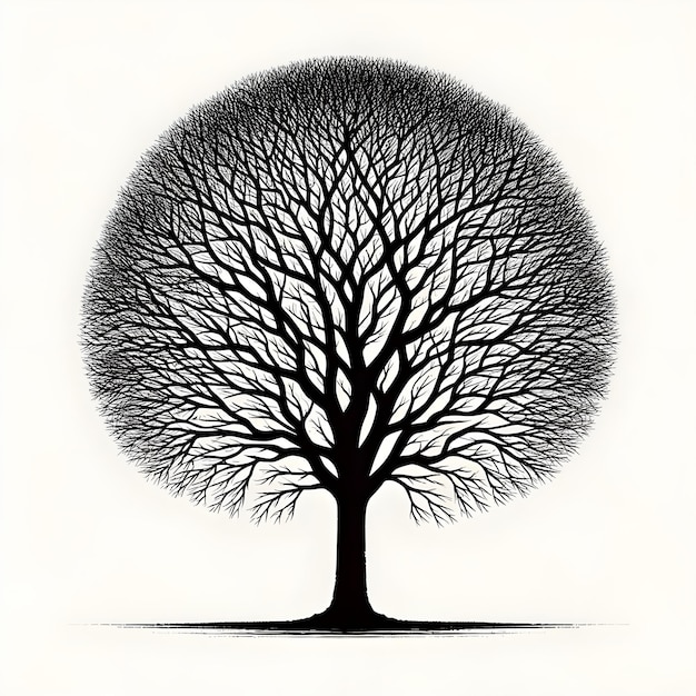 Vector art illustrations of a leafless tree silhouette