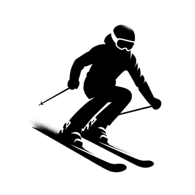 Vector art illustrations of a skiing silhouette