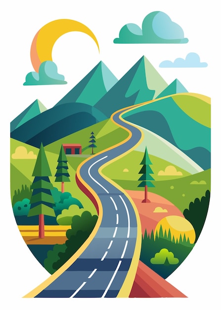 Vector vector art of road on white background