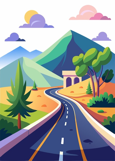 Vector vector art of road on white background