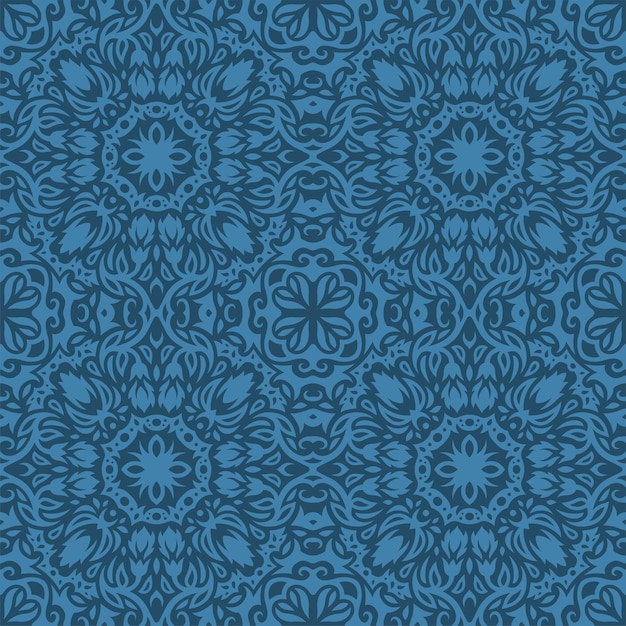 Vector art with blue vintage tile pattern