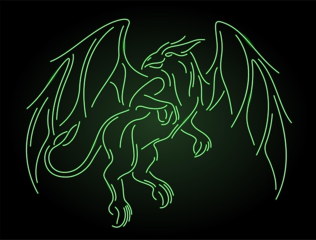 Vector art with neon green shiny gryphon