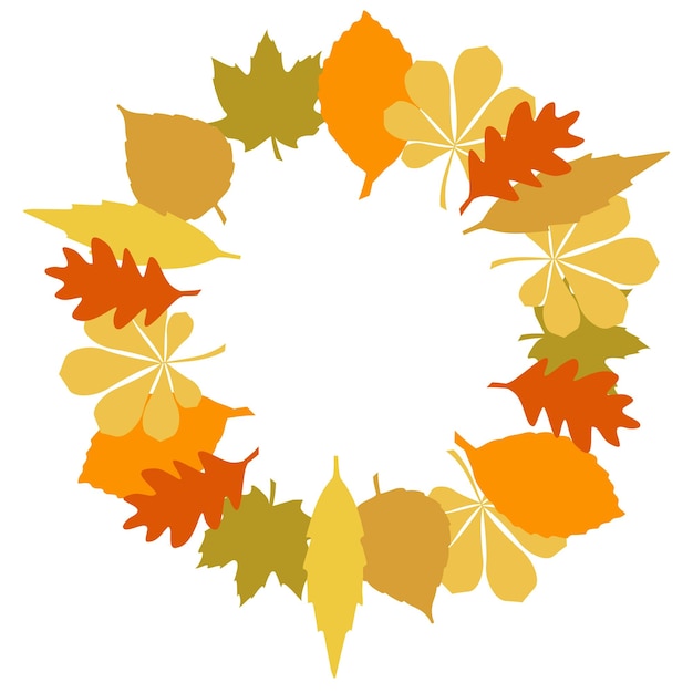 vector autumn frame with leaves and branches.