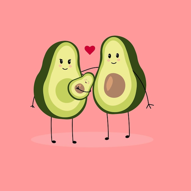 Vector avocado family