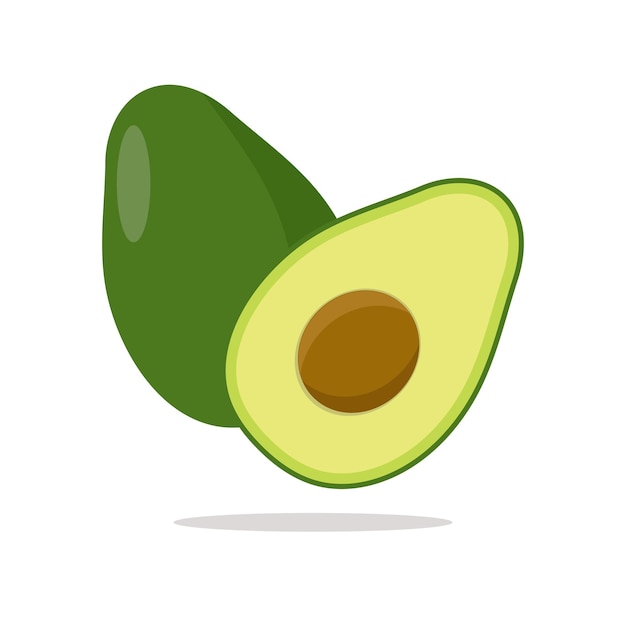 Vector avocado in flat style Illustration of an avocado cut and whole Juicy ripe fresh fruit