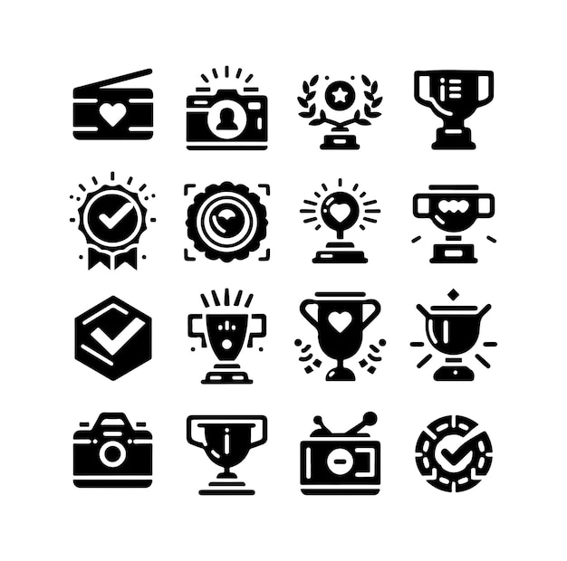 Vector vector award cups vector set trophy black icons sport champion prize winner silhouettes vector